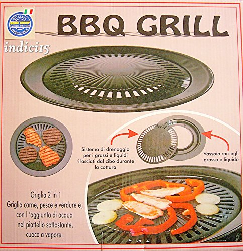 BERNIGROUP BBQ Grill Bistecchiera Dietetica Antiodore Antiaderente Barbeque Acqua