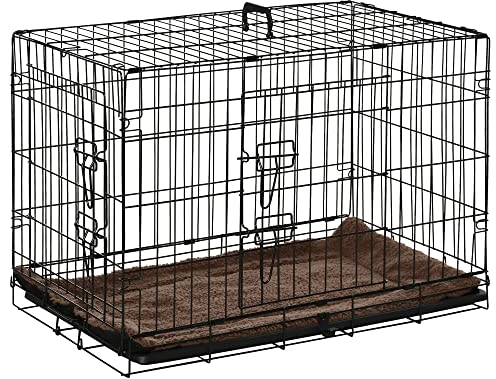 PawHut Cage de Transport Pliante pour Chien poignée, Plateau Amovible, Coussin fourni 74,5L x 46l x 53H cm Noir