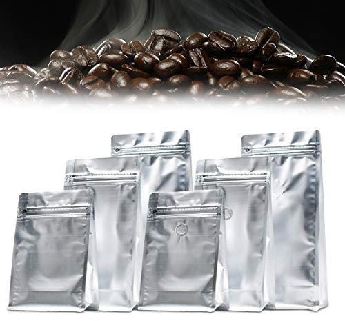 8 OZ Coffee Bags with Degassing Valve and Ziplock Stand-up Storage Bags Pouches Airtight Coffee Bean Bags 50 Packs for Commercial Use