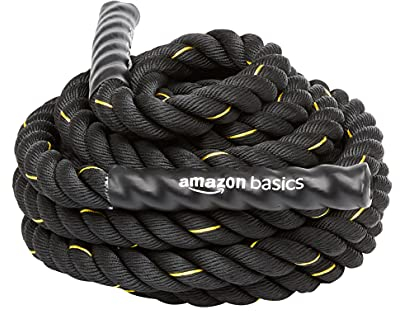 Amazon Basics Trainingsseil Battle Rope, 9m x 5cm, Schwarz