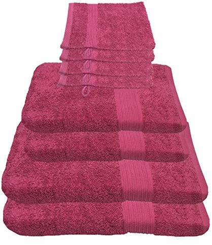 Julie Julsen 8 TLG Handtuchset 2 Badetücher 2 Handtücher 4 Waschhandschuhe Reine Baumwolle über 30 Farben Pink