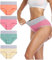 wirarpa Ladies High Waist Knickers Cotton Underwear Full Coverage Briefs Lovely Panties for Women Underpants, Multicolored 4 Pack 02, XXL