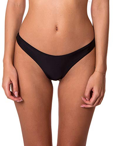 RELLECIGA Femme Bas de Maillot de Bain Brésilien Bikini Bottom Noir L
