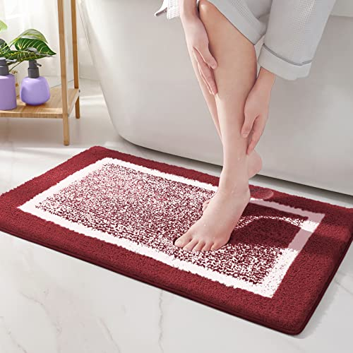 COLOR&GEOMETRY Badteppiche in Standardgröße rutschfest Waschbar- 50 x 75 cm Absorbierende Badvorleger Weiche Badezimmerteppich Badematte für Badezimmer, Dusche, Badewanne, Waschküche (Rot)