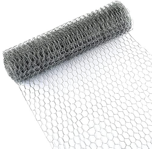 Unibos Chicken Wire Mesh Roll, PVC Coated Hexagonal Wire Mesh Fencing, Wire Poultry Netting, 4m x 0.9m, Hole Size: 13mm, Silver