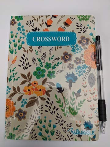 MA A5 Floral Cover Crossword Puzzle Book 220 Puzzles Adult & Pen