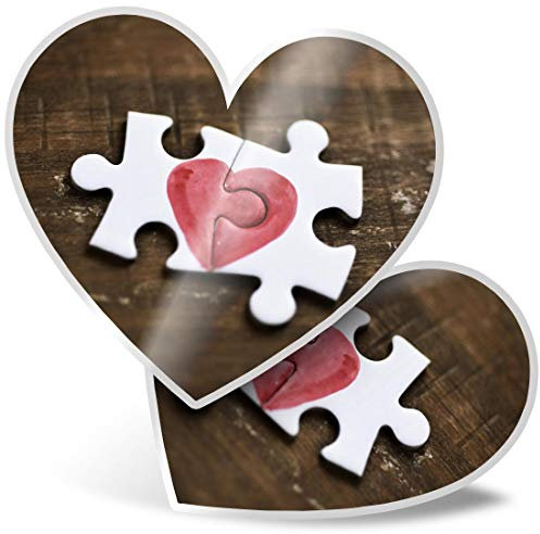 2 x Heart Stickers 7.5 cm - Jigsaw Puzzle Love Heart Fiance Wife Laptop Tablet Luggage Scrapbook #8772