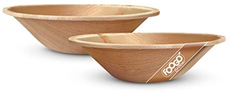 FOOGO Green 50pcs Disposable Palm Leaf Bowls 5 (12cm) Round 180ml (6oz), for Dips, Sauce & Dessert, Eco Friendly Biodegradable Like Wooden and Paper Bowls