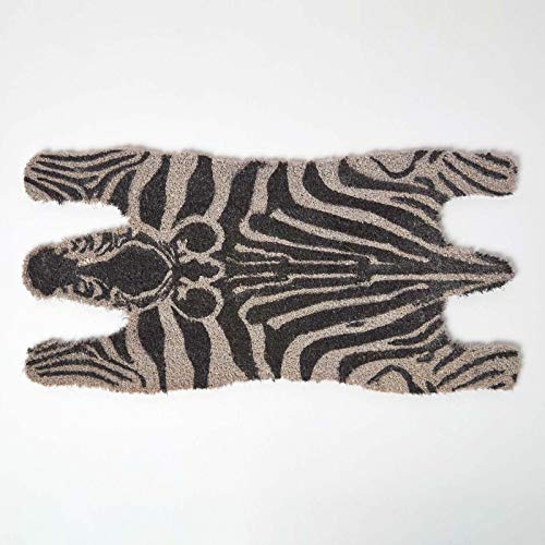 Homescapes Türmatte Zebra aus Kokos-Fasern, rutschfeste Schmutzfangmatte/Fußabstreifer für den Innenbereich, Kokosmatte 38 x 75 cm