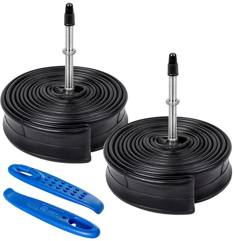 YunSCM 2PCS 18/25-622 28 Zoll Schlauch 700CX18C/25C FV48mm Ventil Kompatibel 700C Fahrradschlauch/E-Fahrrad 700x18C 700x23C 700x25C
