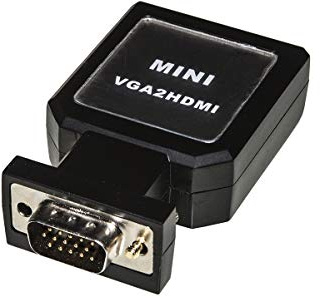 LINK LKADAT129 - Adattatore da VGA maschio e audio jack 3,5 mm a HDMI femmina (60,5x55x20 mm, nero) – Risoluzione fino a 1080p Full HD – Alimentazione USB senza driver inclusa