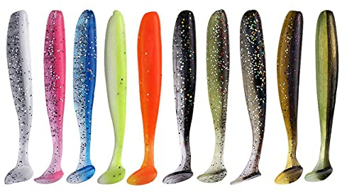 Njord Kalastus Zander Gummiköder Set | Gummiköder Zander in 8 fängigen Farben | Dropshot geeignet | Mini Gummifische Set | Ultra Light Gummi Köder für Forelle, Barsch, Zander (10 Stück 10cm)