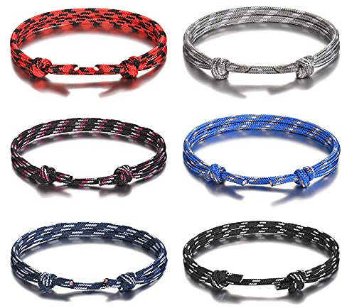 Jeka 6 Pcs Nautical Braided Handmade Rope String Adjustable Bracelets for Men