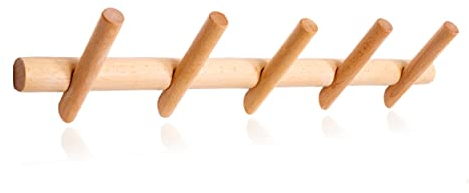 Kontrasti - Appendiabiti da parete in legno | Attaccapanni da parete per ingresso casa in stile moderno, design - Porta asciugamani bagno e appendi accappatoio bagno 5 Ganci appendi cappelli