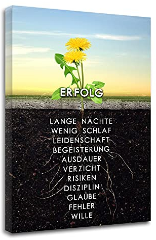 Hustling Sharks® Motivationsbilder als XXL Wandbild Löwenzahn des Erfolgs - Premium Leinwandbild im Hochformat (30x40cm), Motivationsbilder Leinwand, Büro Bilder, Erfolg Bilder, Bilder Erfolg