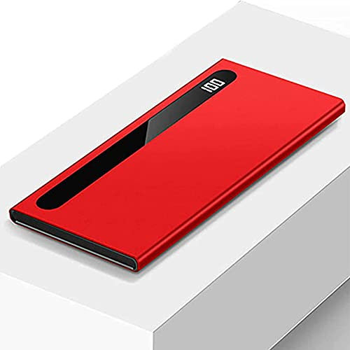 HHORB Cargador Portátil, 100000Mah Power Bank 2.1A Pantalla LED De Carga Rápida, Paquete De Batería Externa USB-C De Doble Salida Compatible con El 99% De Los Dispositivos USB del Mercado, Rojo,Rojo
