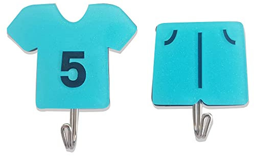 Genérico Perchero infantil, Colgadores pared adhesivos decorativos para niños, Ganchos adhesivos para pared, Ganchos para colgar toallas, Percheros pared originales para baño y habitación (ROPA Azul)