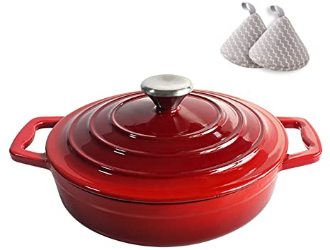 YLWX Cocotte En Fonte Émaillée Par Induction For Four Hollandais For La Cuisson, Pot En Terre Cuite, Cocotte (Color : Rouge)