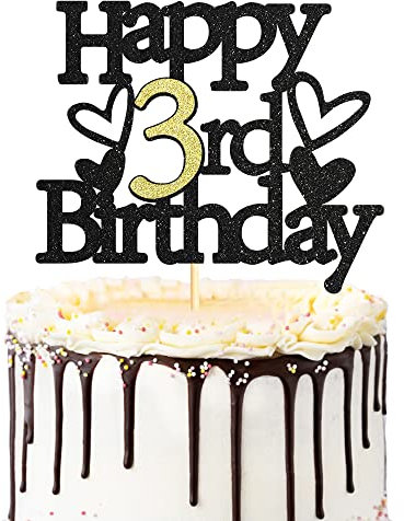 Sumerk 1 Stück Geburtstag Tortendeko 3 3.Geburtstag Tortendeko Happy 3rd Birthday Tortendeko Geburtstag Happy Birthday Cake Topper für 3 Jahre alter Junge und Mädchen