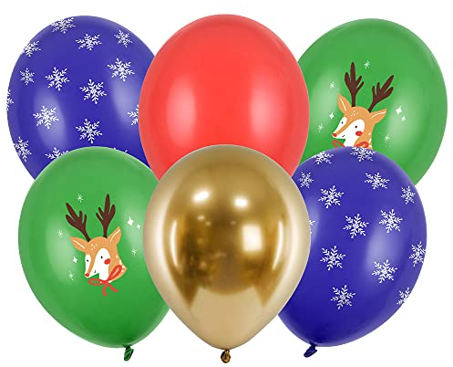 6 Stück Strong Luftballons Set Merry Christmas 30cm Weihnachten