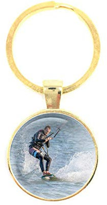 Schlüsselanhänger Glas - Wakeboarden, golden