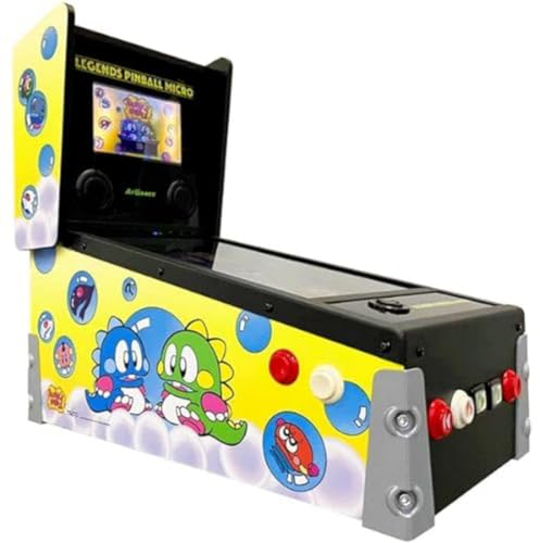 AT Games Legends Pinball Micro (avec Peau Taito IPS), Console d'arcade, Jeux vidéo rétro Classiques, 50 Jeux de Pinball intégrés, Space Invaders, Bubble Bobble, Time Machine, WiFi, HDMI, Bluetooth