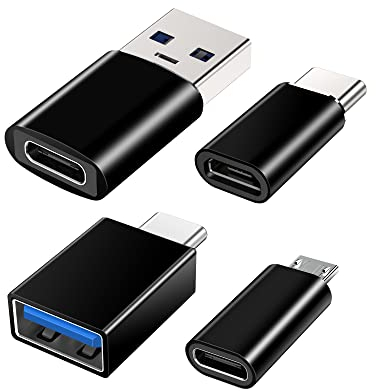 USB C Adapter 4 Stück, USB C auf USB Adapter, USB C Buchse auf USB 3.2 Stecker Adapter, Micro USB auf USB C Adapter Kompatibel mit iPhone, PC, Samsung Galaxy, iPad, Laptop, MacBook, Google, AirPods