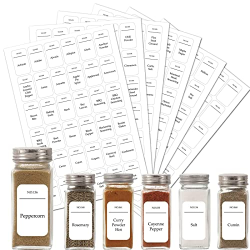 qufzdopv Spice Labels for Jars,Spice Stickers,Waterproof and Oil-Proof Material Seasoning Label for Kitchen Storage for Bottles Label Stickers, Mason Glass, Oil Containers (white)