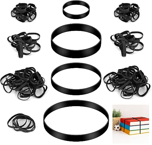 YAKLEE Rubber Bands 85Pcs Black Elestic Bands Heavy Duty Thick Rubber Bands Multi-Purpose Strong Stretchable Elastic Bands for Garbage Home School Office (4 Different Sizes)