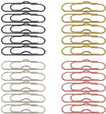 UMCHU 20 Stück Büroklammerhalter Stiftclips,Metall Stift Clip,Stift Clip Assistent,Büroklammern Set,für Bücher, Notizbücher, Tagebücher, Kalender(4 Farben)