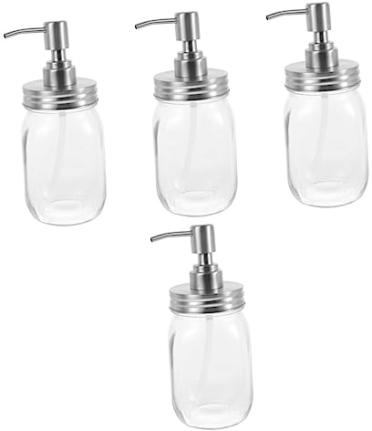 Cabilock 4pcs Jar Lotion Bottle Foaming Hand Wash Dispenser Foam Soap Cream Container Shampoo Bottle Dispenser Push down Pump Dispenser Soap Pumps Bottle Manual Lotion Dispenser Glass