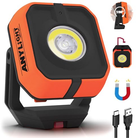ANYLiGHT Work Light, Magnetic Rechargeable Light with 4 Modes, 150°Rotation