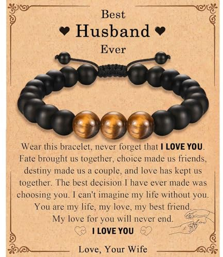 TEVOP Best Husband Ever Gifts, Husband Gifts Beads Bracelet from Wife -Birthday Anniversary Christmas Valentines Day Gift for Him Men