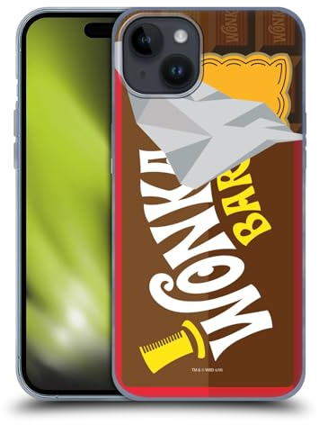 Head Case Designs Offizielle Willy Wonka and The Chocolate Factory Suessigkeiten Bar Grafiken Gelhülle [Militärischer Schutzgrad] Kompatibel Mit Apple iPhone 15 Plus Und Kompatibel Mit MagSafe