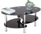 Willonin Table Basse en Trempé Verre Simple et élégante, Table Basse de Salon avec Pieds en Métal, Table D'appoint Basse,Table Basse Ovale avec 2 étagères (Noir Pur)