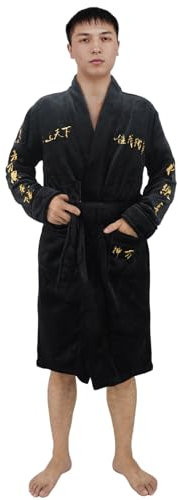 DigiTizerArt Anime Japan Revengers Bathrobe Character Embroidery Pattern Cosplay Robe Novelty Manji Gang Symbol Pajamas Sleepwear Coral Fleece (DE/NL/SE/PL, Alphanumerisch, S, M, Regular, Regular)