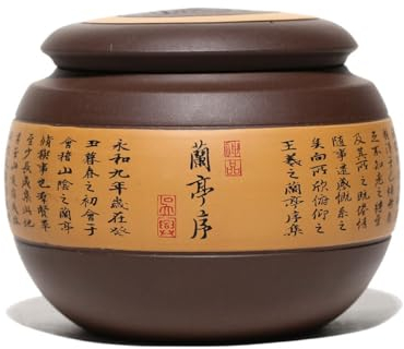 ISolay Tarro de Té Cerámica,Carrito de té de cerámica, Lata de té de Arcilla púrpura, Lata de Almacenamiento sellada para Despertar el hogar, Juego de té