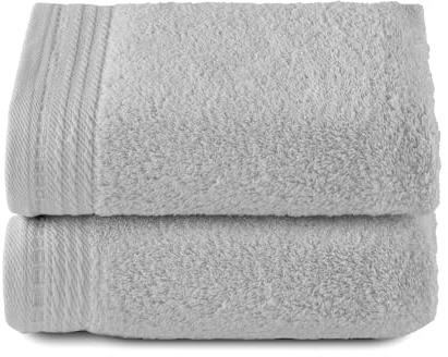 Top Towel - Premium - Große Badetücher - Badetücher - 2 Handtücher - 50 x 100 cm - 100 % Baumwolle - 600 Gramm - Silbergrau