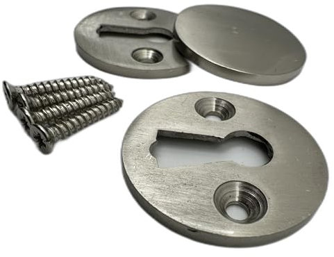 Aretro Satin Nickel Stainless Steel Effect Key Hole Cover & Plate, Escutcheon, Door Lock Accessories, Decorative (Satin Nickel)