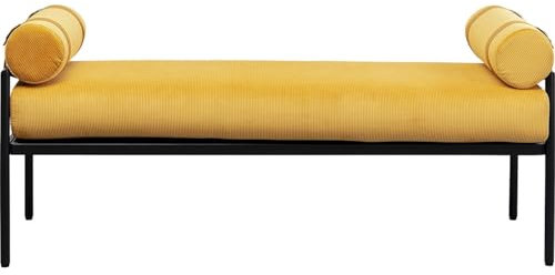 Kare Design Bank Academy, Gelb, Sitzbank in Cord-Optik, Pflegeleichter Bezug, 1-2 Personen, 110kg max. Belastbarkeit, Gepolstert, ideal für Schlafzimmer, Flur, Stahl Beine, 62x140x40 cm (H/B/T)