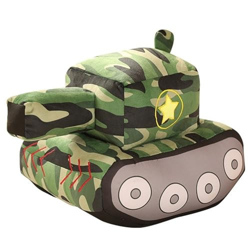 TOPLITHE Simulation Panzer Plüschtier, Super Süßer Cartoon Panzer Ausgestopftes Plüschtier Geschenk for Kinder Militärfans Geburtstagsfeier Heimdekoration(25 * 32 * 22cm)