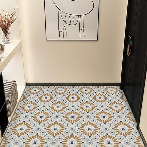 Alwayspon Vinyl Flooring, Retro Orange Self Adhesive Stick on Floor Tiles Transfer for Bathroom Kitchen, Splashback, Peel and Stick Vinyl Flooring Tiles Sticker, 12PcsX20cm/8inch
