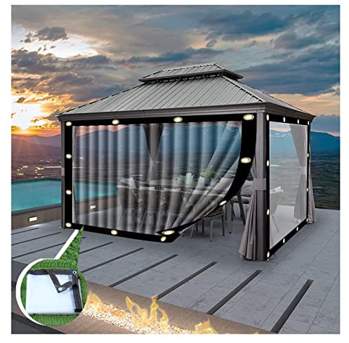 Telo impermeabile per pergolato esterno, copertura laterale da 0,12 mm, resistente, rinforzato, trasparente e antipolvere per gazebo, veranda, finestra (colore: A, dimensioni: 2x3 m/6,56x9,84 piedi)
