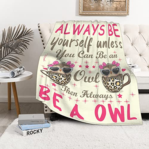 Kuscheldecke mit Eulen-Motiv, Geschenk für Frauen, Erwachsene, superweich, warm, flauschig, gemütlich, leicht, Überwurf für Zuhause, Bett, Couch, Sofa, 228,6 x 304,8 cm, für die ganze Familie
