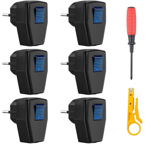 URHRHU 6 Piezas Enchufe Schuko con interruptor 16A 250V Schuko Power Socket 16A 250V para Enchufe Extensión Conector Clavija Europea Negro