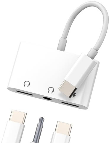 Adattatore USB C a 3.5mm cuffie jack(3in1)doppio tipo C auricolari microfono audio aux type c ricarica cavo per Apple iPhone 16 15 pro max caricabatterie convertitore compatibile per Samsung splitter