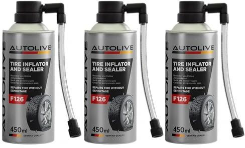 AUTOLIVE Líquido Antipinchazos para el Coche - para Reparar Neumáticos sin Cámara - Sella Agujeros de hasta 5 mm - Evita la Desestabilización del Vehículo - Spray Repara Pinchazos - 450 ml (3)