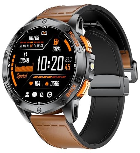 DREMAC Montre Connectée Homme 48mm,GPS Intégré,Lampe de Poche,Montre de Fitness avec 70+ Modes Sportifs,24/7 Surveillance de la Santé,30 Jours Batterie,IP68 Étanche pour iOS Android