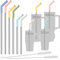 Tomorotec 6-Pack Reusable Stainless-Steel Straw with Silicone Tip 3 Sizes (Candy Land)