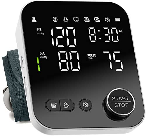 Blood Pressure Monitor Upper Arm Monitors for Home Use Adjustable 8.7-16.5 Cuff LED Display 2x120 Memory Intelligent Voice Portable Machine with Storage Bag